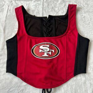 San Francisco 49ers Lace Up Corset Crop Top Women's NFL Football Team Apparel